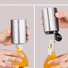 Load image into Gallery viewer, Beer Bottle Opener Magnetic - Stainless Steel Beer Opener with Cap Catcher, Push Down Automatic, Silver, 1pc, Kitchen Bar Tools, Great Gift