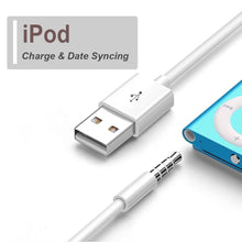 Load image into Gallery viewer, 2 X USB Charger Adapter 3.5mm Tip Cable for iPod Shuffle Fourth 4G 4 4th Gen