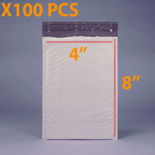 Load image into Gallery viewer, 100 PCS 4 X 8 White Plastic Bubble Mailing Envelopes Water-resistant self-seal
