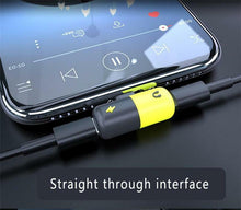 Load image into Gallery viewer, 2 in 1 Adapter for iPhone X 8/7 Aux Splitter Audio Headphone Charge Cable Cord