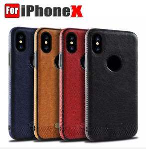 For Apple iPhone X Case Shockproof Protective Leather Pattern Stitching Cover