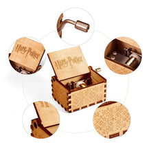 Load image into Gallery viewer, Harry Potter Engraved Wooden Hand Crank Music Box Boys Girls Toy Collectible