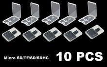 Load image into Gallery viewer, 10Pcs Micro SD SDHC Memory Card Case Holder Box Storage Hard Plastic Transparent