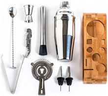 Load image into Gallery viewer, Bartender Kit 10-Piece Bar Tool Set W Stylish Bamboo Stand Home Cocktail Shaker