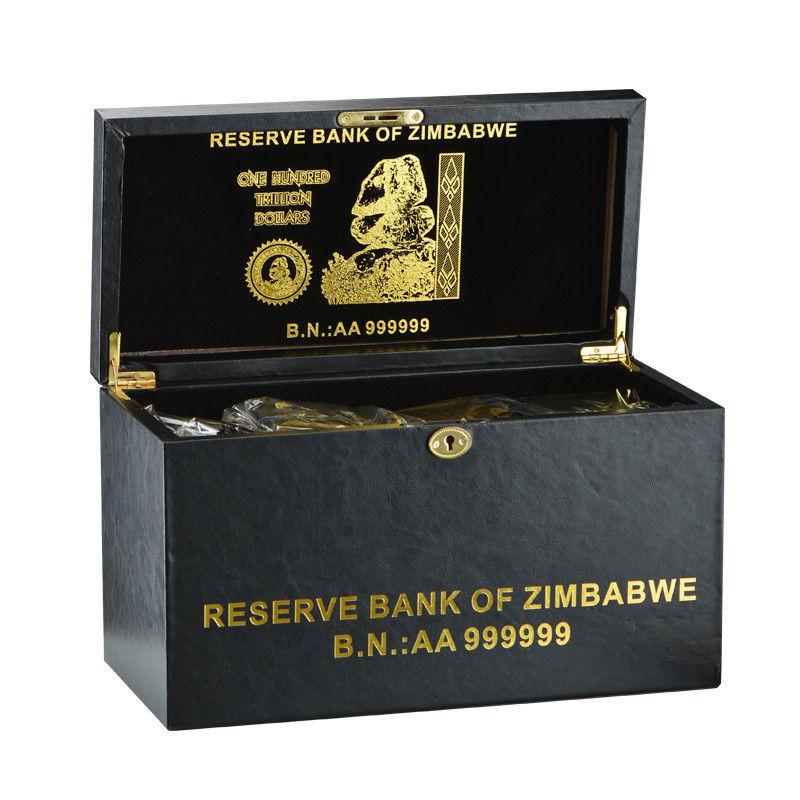 WR Luxury Leather Boxed Gold/Blue Zimbabwe $100 Trillion Dollar 1000 PCS Set