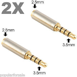 2X Gold 3.5mm Male to 2.5mm Female Stereo Audio Headphone Jack Adapter Converter - Popular for Sale
 - 1