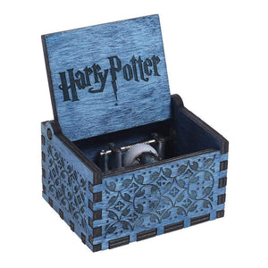 Harry Potter Engraved Wooden Hand-cranked Music Box Interesting Toys Gifts Blue