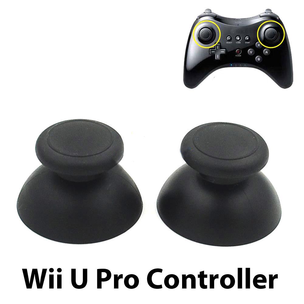 2X Official Nintendo Wii U Pro Controller Black Analog Controller Joystick Cap