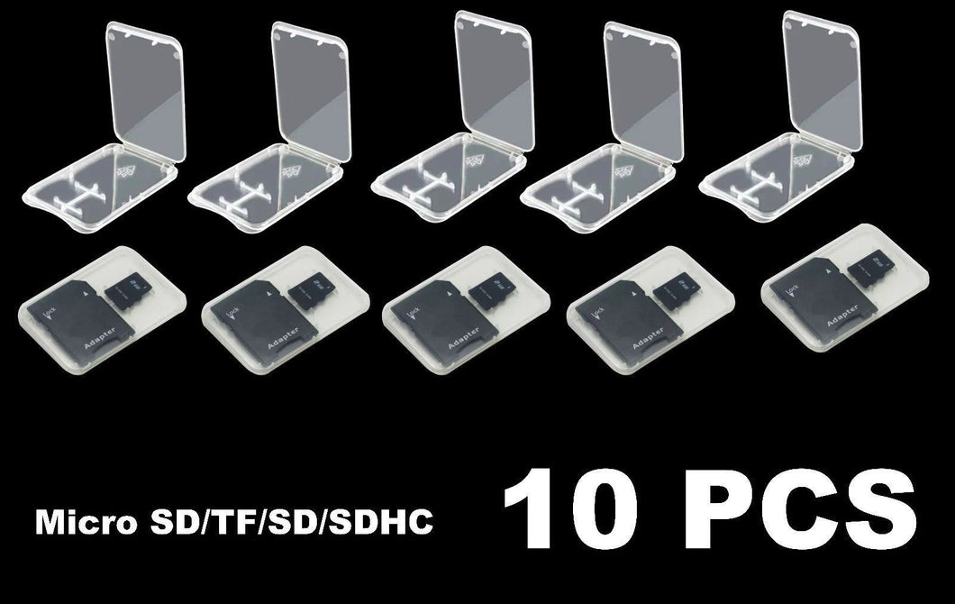 10 Transparent Standard SD SDHC Memory Card Case Holder Box Storage Plastic NA