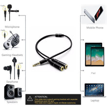 Load image into Gallery viewer, 3.5mm Audio Mic Splitter Y Cable Headphone Adapter 1 Male Jack To 2 Dual Female
