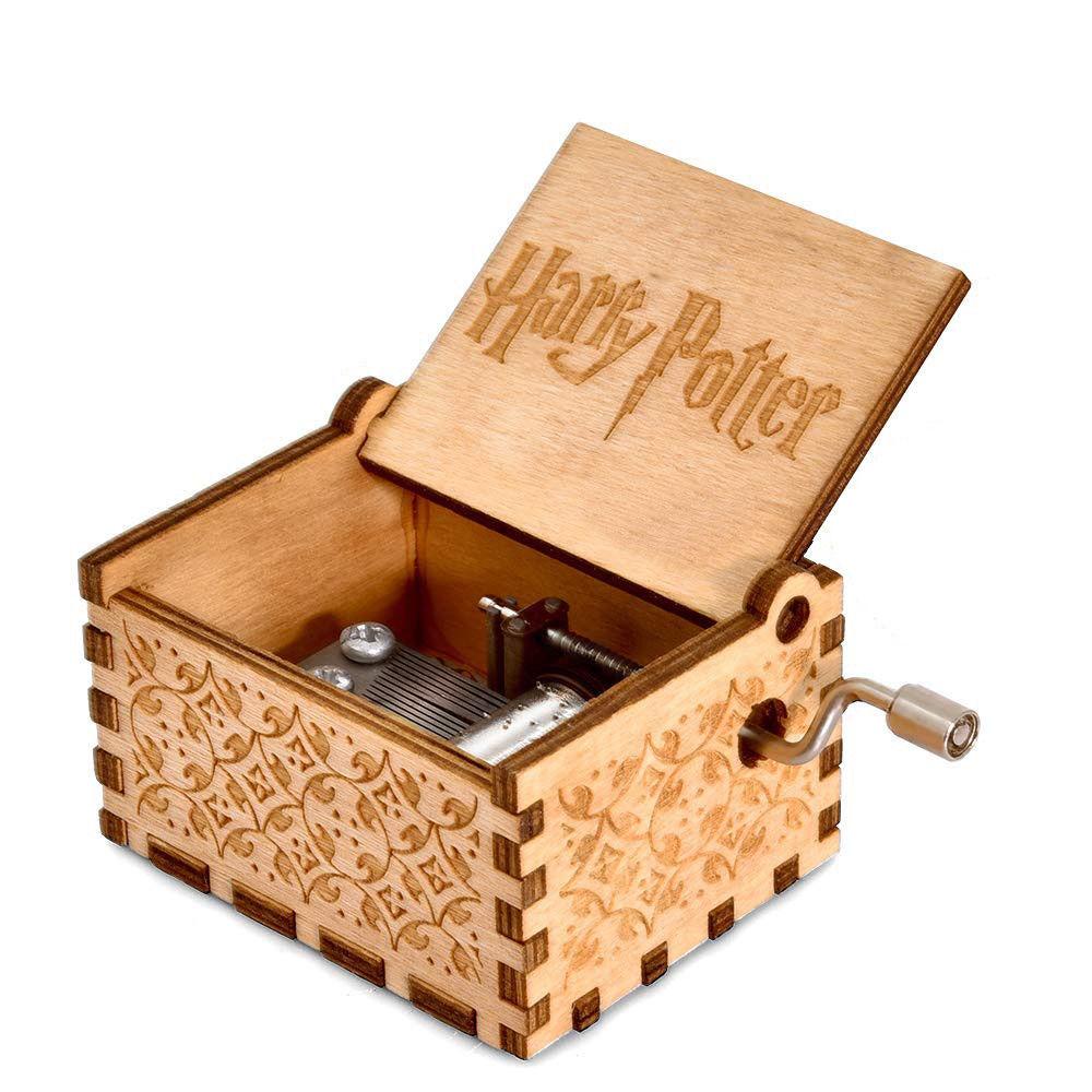 Harry Potter Engraved Wooden Hand Crank Music Box Boys Girls Toy Collectible