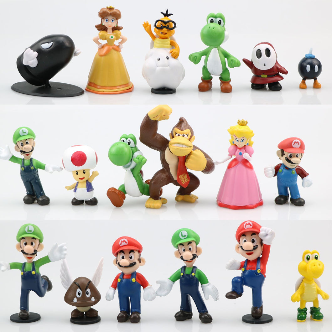 18pcs Super Mario Bros Action Figure Doll Figurine Toy Model Doll Gift US Seller