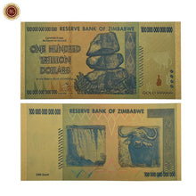 Load image into Gallery viewer, $100 One Hundred Trillion Dollar Zimbabwe Gold-Blue Banknote Set /w Rock COA G-B

