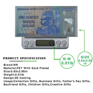 $100 One Hundred Trillion Dollar Zimbabwe Silver Blue Banknote Set /w Rock COA