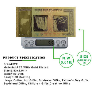 $100 One Hundred Trillion Dollar Zimbabwe Gold-Blue Banknote Set /w Rock COA G-B